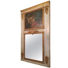 Louis XVI Style Parcel Giltwood Trumeau Mirror 1