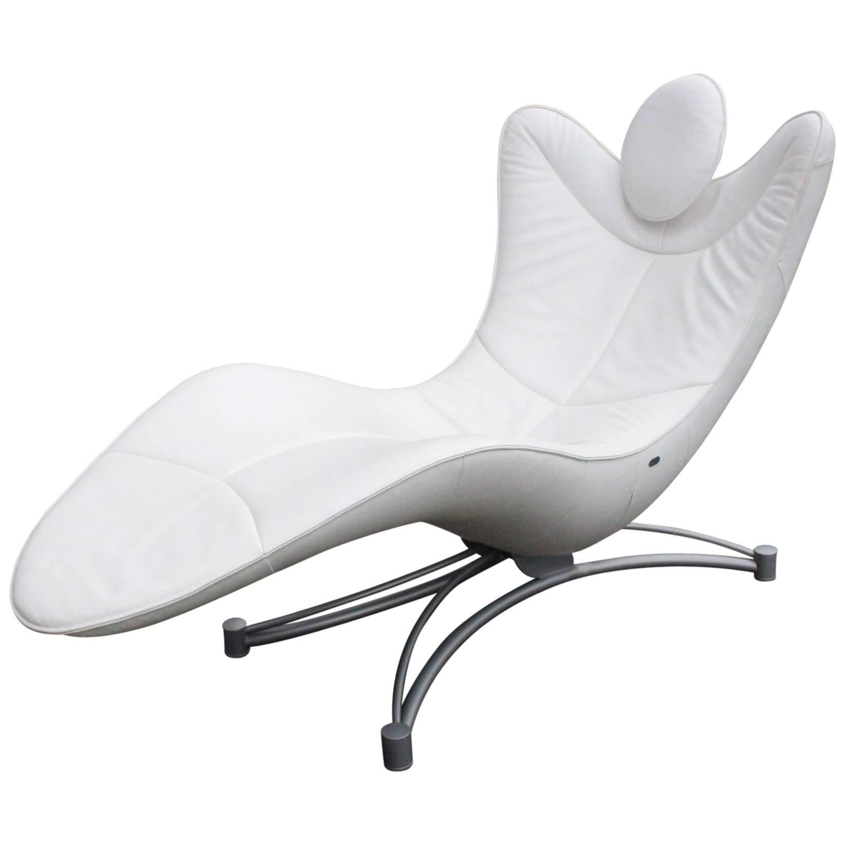 Designer De Sede 151 White Leather Recliner Armchair Chaise For Sale