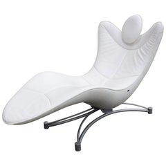 Designer De Sede 151 White Leather Recliner Armchair Chaise