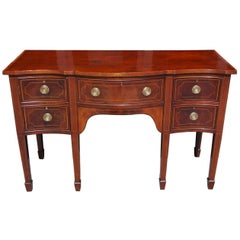 English Hepplewhite Mahogany Serpentine Satinwood Inlaid Sideboard, Circa 1790 11