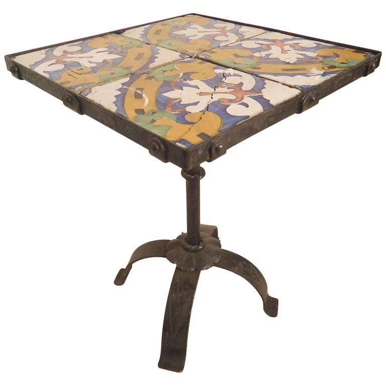 Tile Top Side Table For Sale at 1stDibs