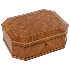 19th Century Napoleon III Period French Rosewood Marquetry Box, Bronze Detailing