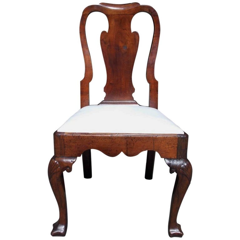American Walnut Upholstered Desk Chair, Philadelphia, Circa 1730 For