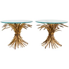 Pair of Gold Gilt Sheaf of Wheat Side Tables, circa 1970 Pair of Gold Gilt Sheaf of Wheat Side Tables, circa 1970