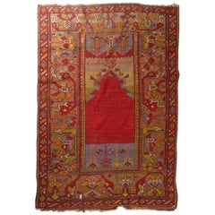 Antique Turkish Nomadic Tribal Prayer Rug, Foliate Design, circa 1900