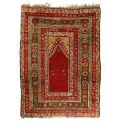 Antique Turkish Oriental Prayer Rug, Floral and Foliate Design, circa 1900