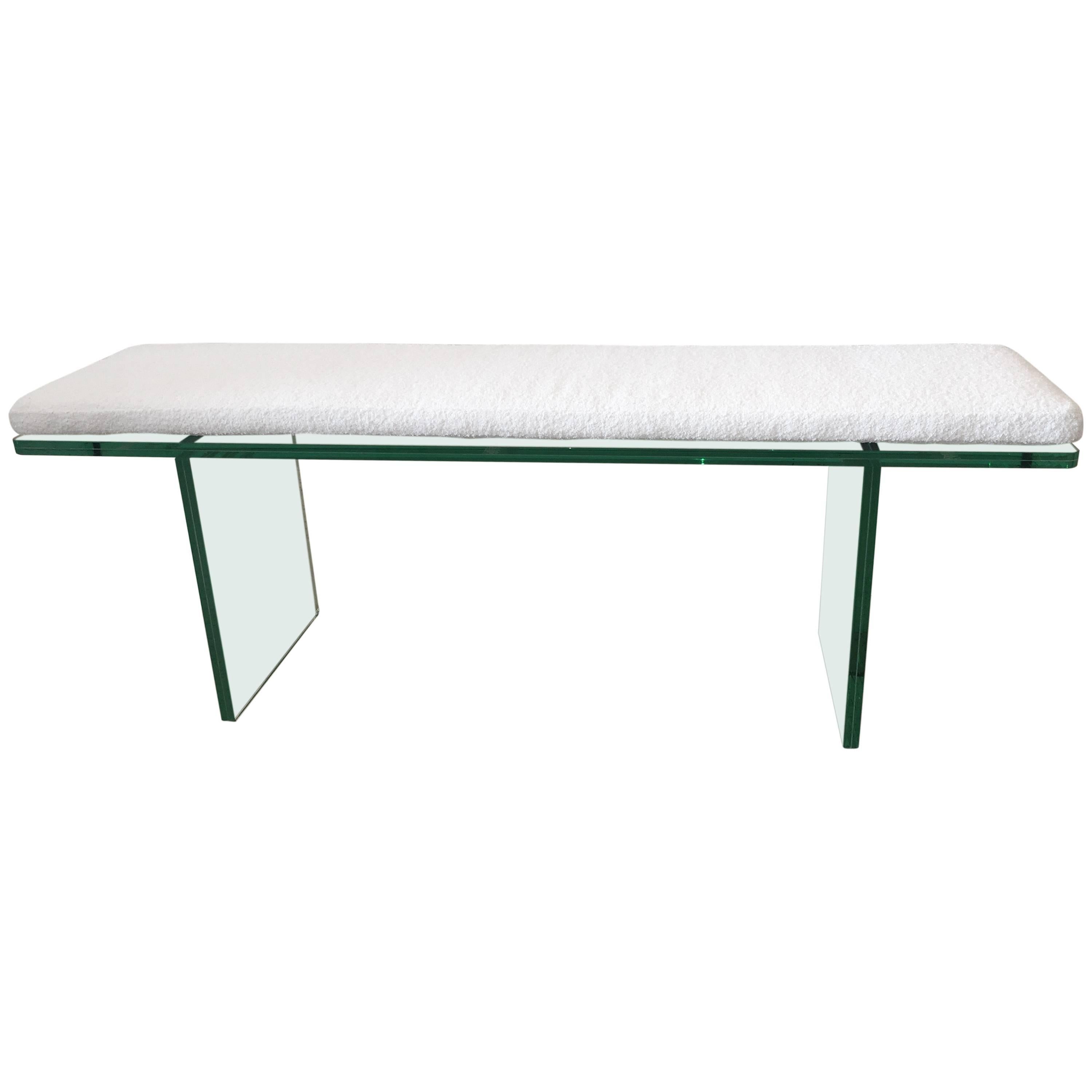 Minimalist Green Glass Gallery Bench, Judd Style