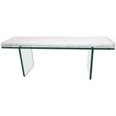 Minimalist Green Glass Gallery Bench, Judd Style