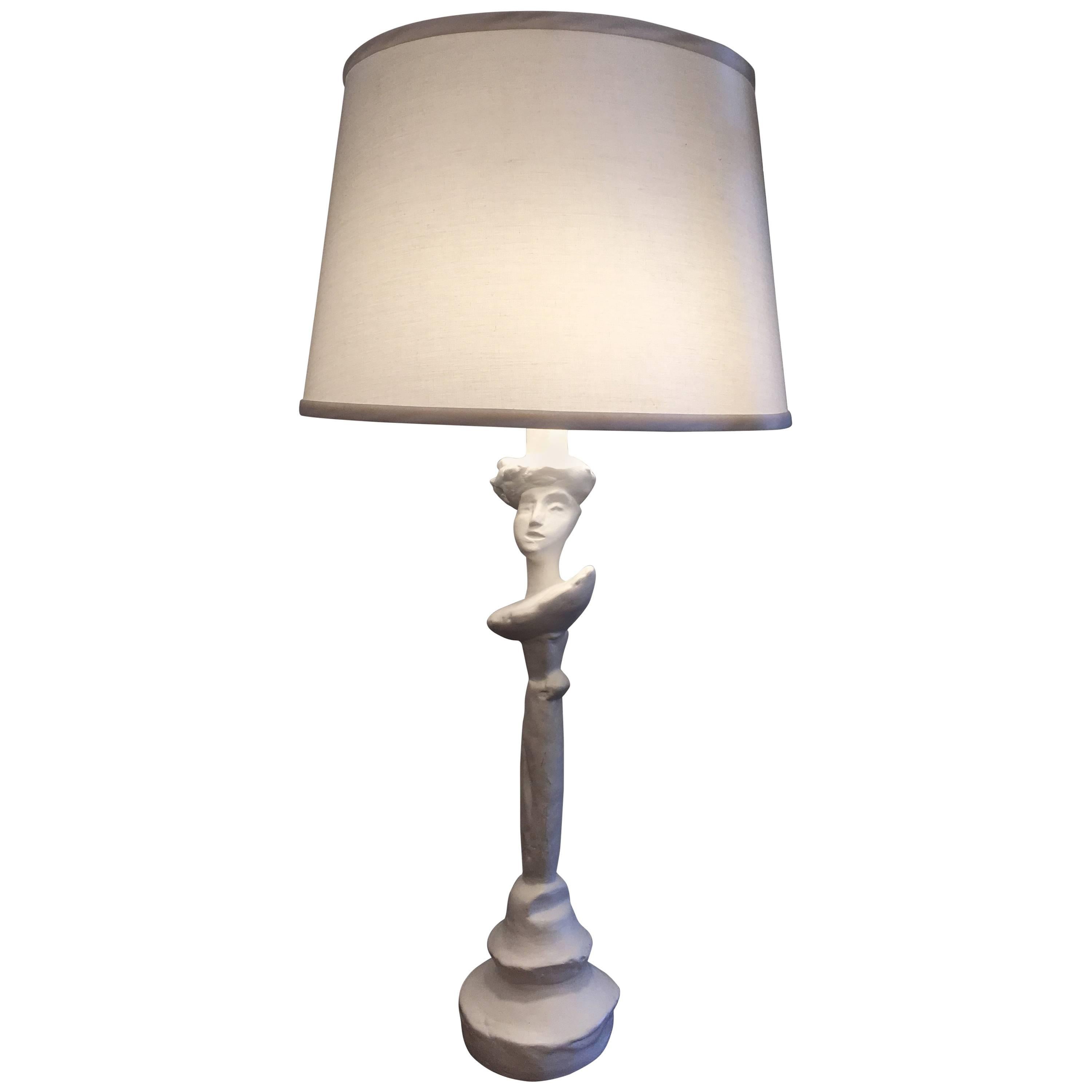  "Tete de Femme"  Table Lamp, Giacometti style  For Sale