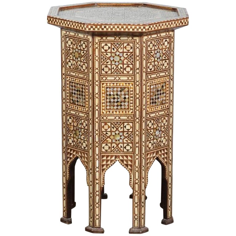 Syrian Moorish Large Octagonal Pedestal Table For Sale at 1stdibs