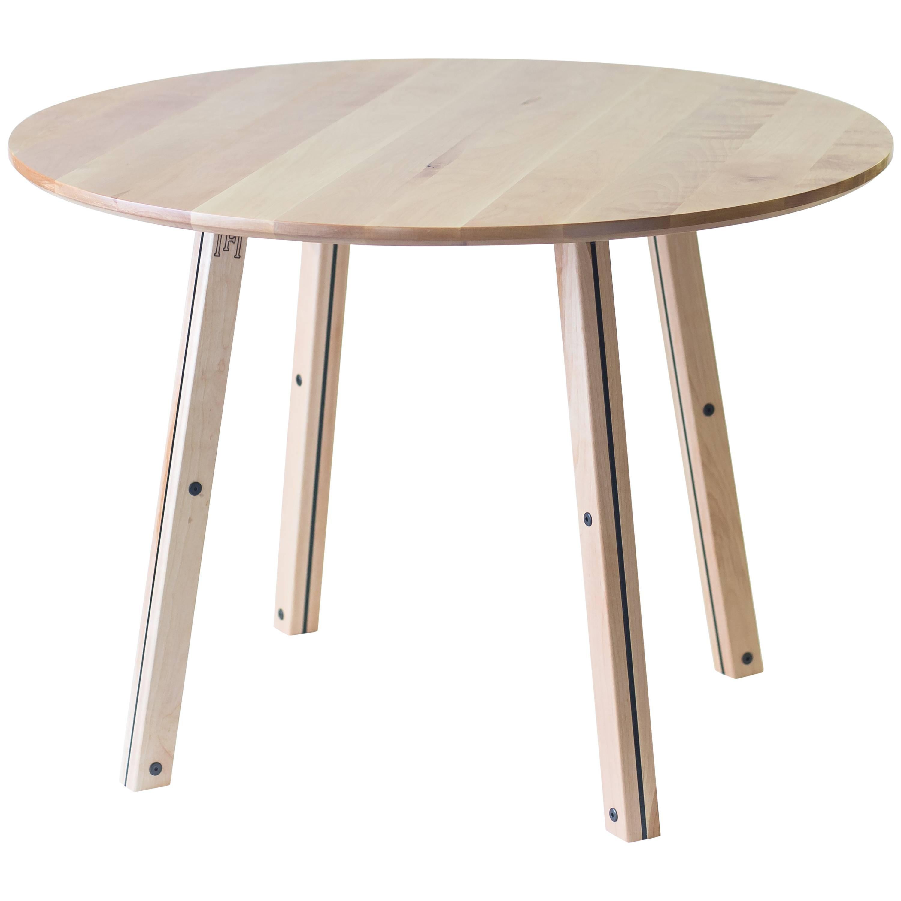 The Crux, Modern Birch and Powder Coated Steel Round Dining Table