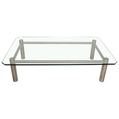 Modern Stainless Steel and Glass Coffee Table by Benchmark 10