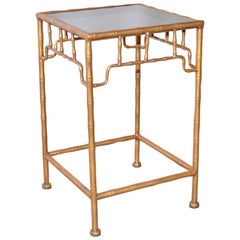 Vintage Faux-Bamboo Gilt-Metal Table