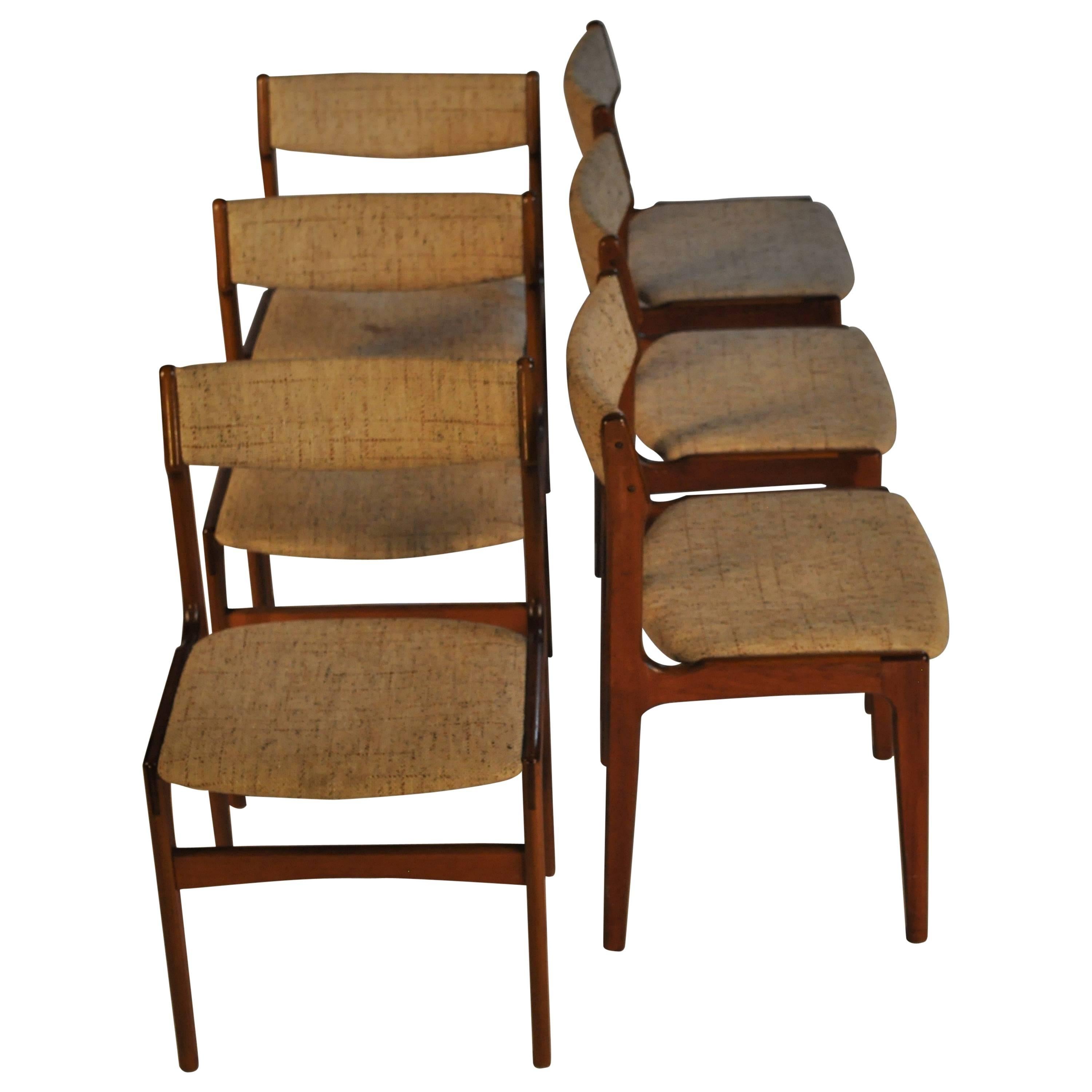 1960s Erik Buch Set of Six Dining Chairs in Teak - Inc. Reupholstery