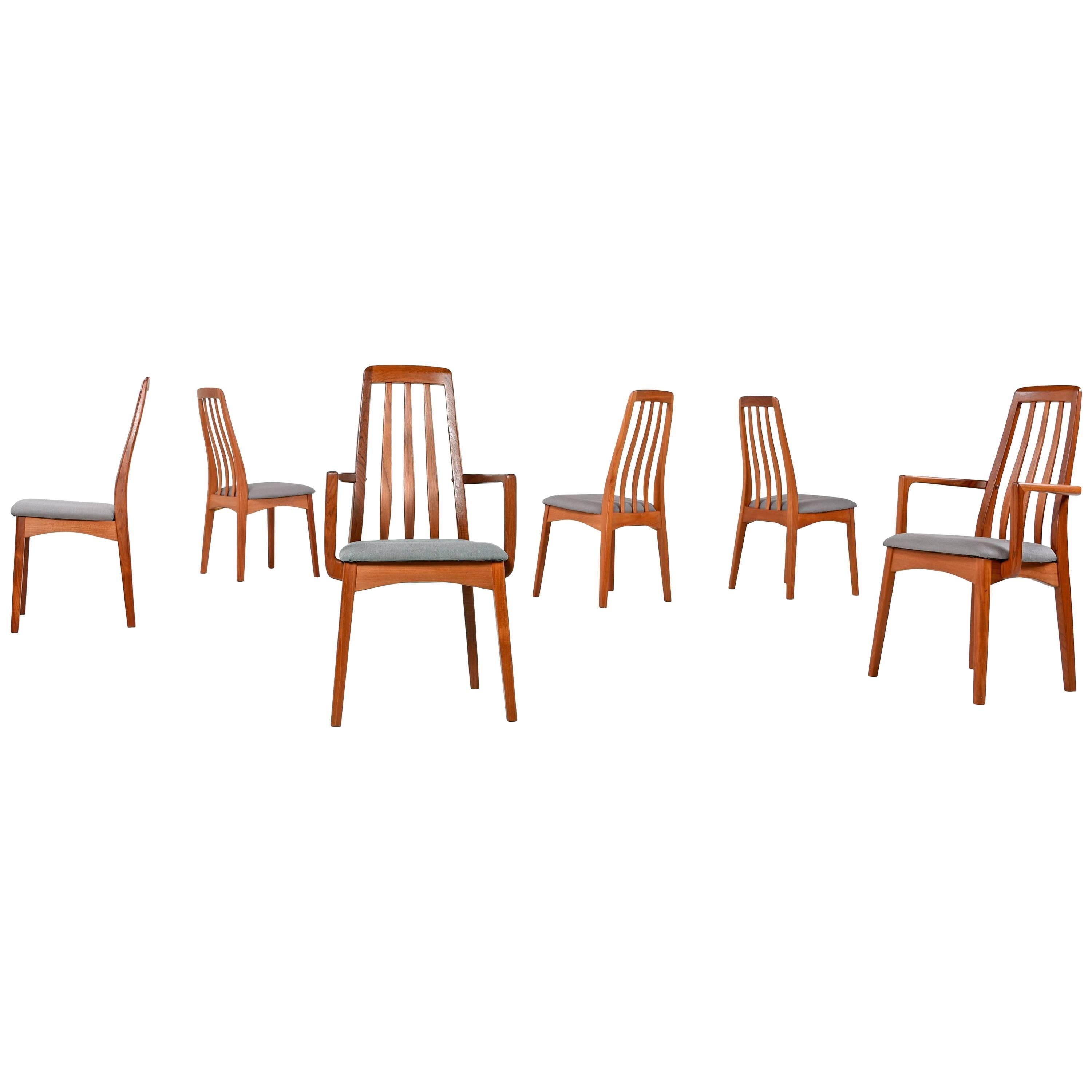 Benny Linden Solid Teak Dining Chairs Set of Six, circa 1980s