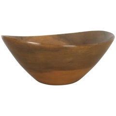 Extra Large Original Vintage Shell Bowl in Solid Walnut Wood, Germany, 1960s