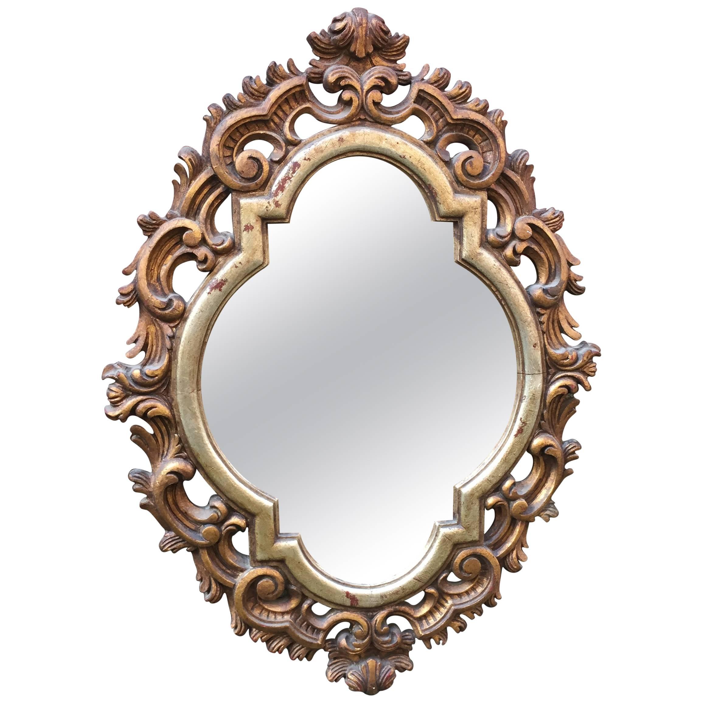 Italian Scroll Carved and Gilded Baroque Style Mirror