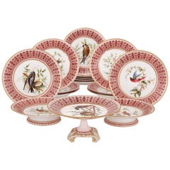 Antique English Sixteen-Piece Dessert Service by Royal Crown Derby Porcelain