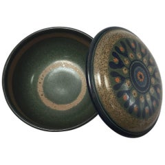 Hand-Painted Lidded German Ceramic Bowl by KMK