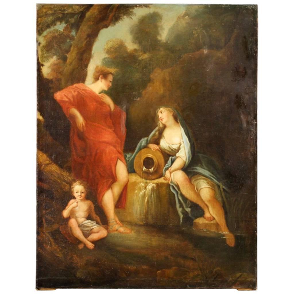 19th Century French Neoclassical Painting Oil on Canvas