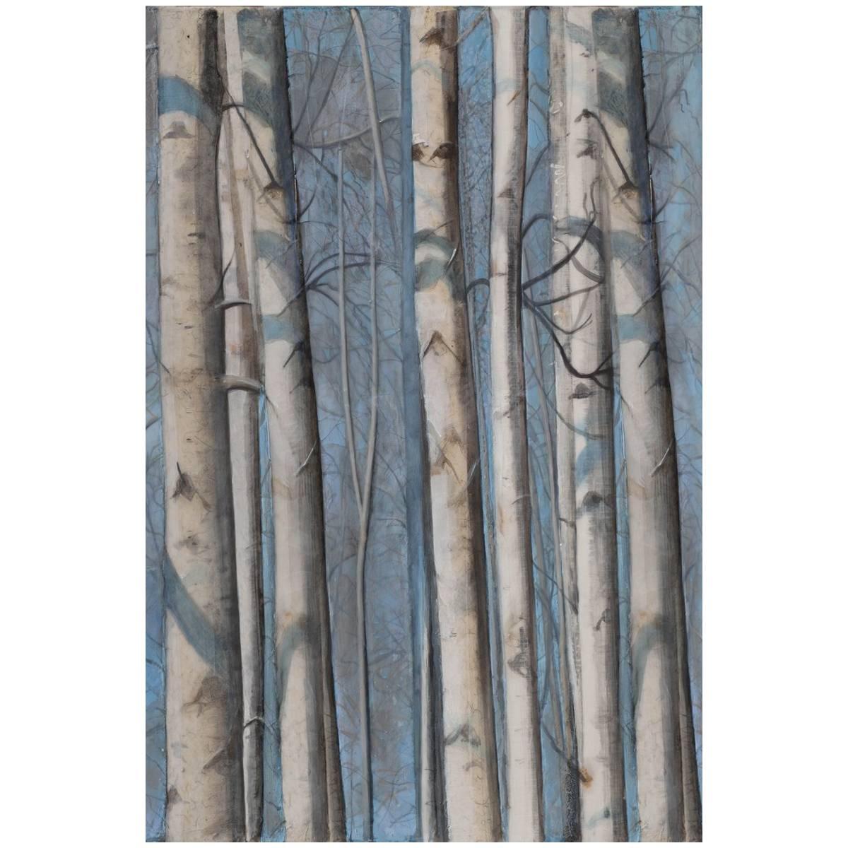 Trees Whispering on Teal, Wallpaper from the Nature Collection For Sale