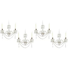 Exceptional set of 4 Cut-Glass Wall Lights by F. & C. Osler of Birmingham