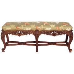 Antique French Louis XV Style Heavily Carved Bench