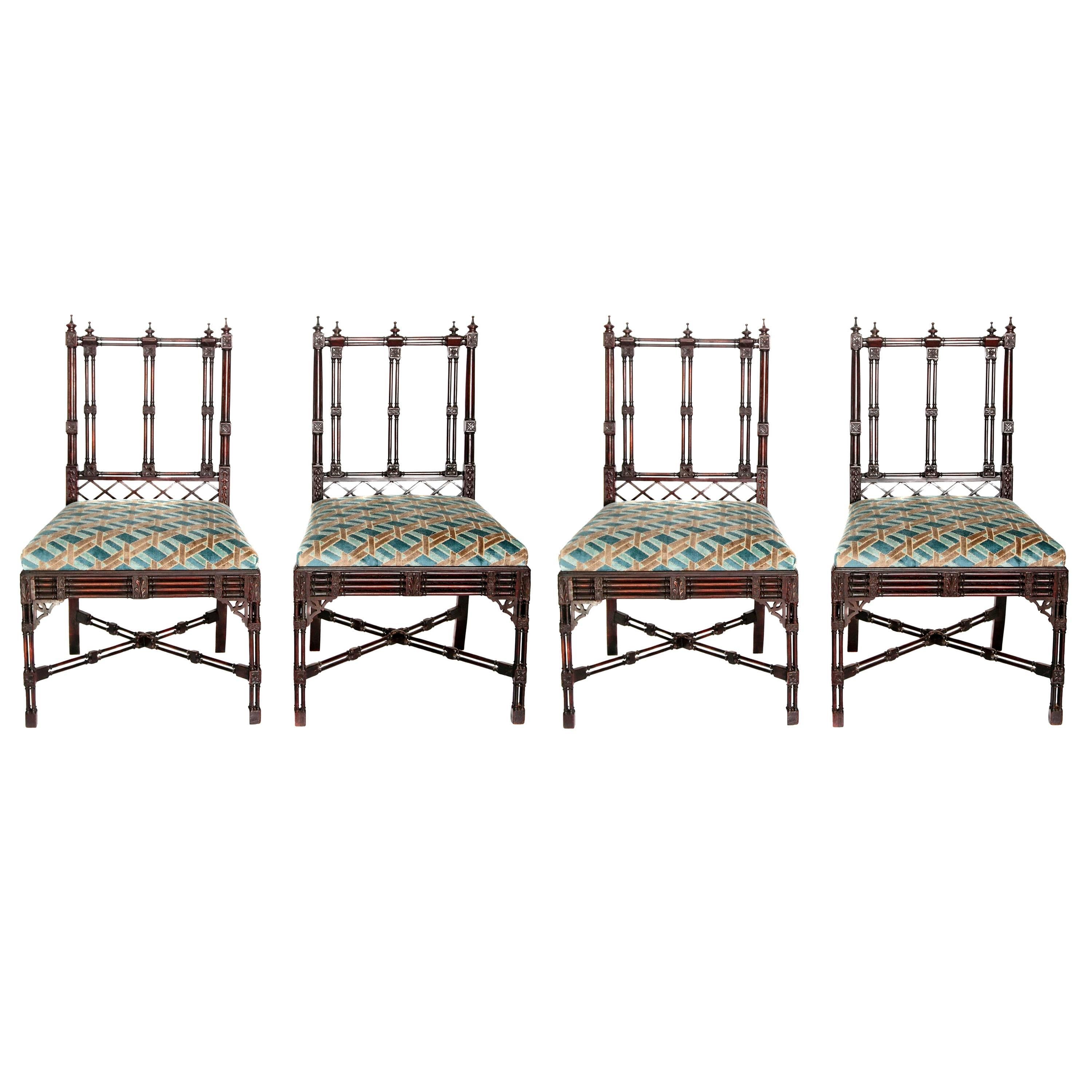 Group of Georgian Revival Chinese Chippendale Style Chairs