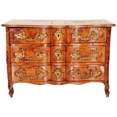 Period Louis XV Burled Elm Commode