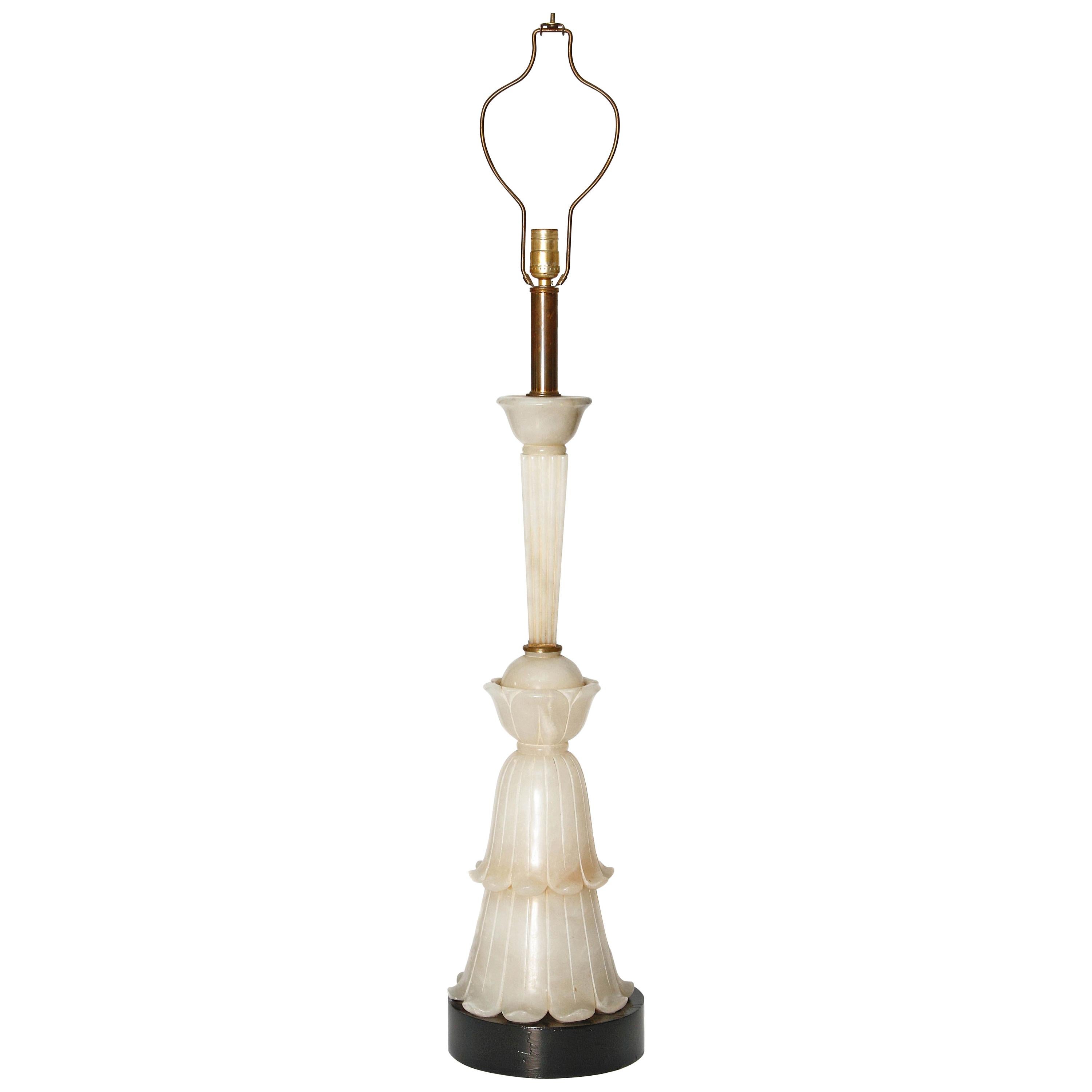 Tall Art Deco Alabaster Lamp