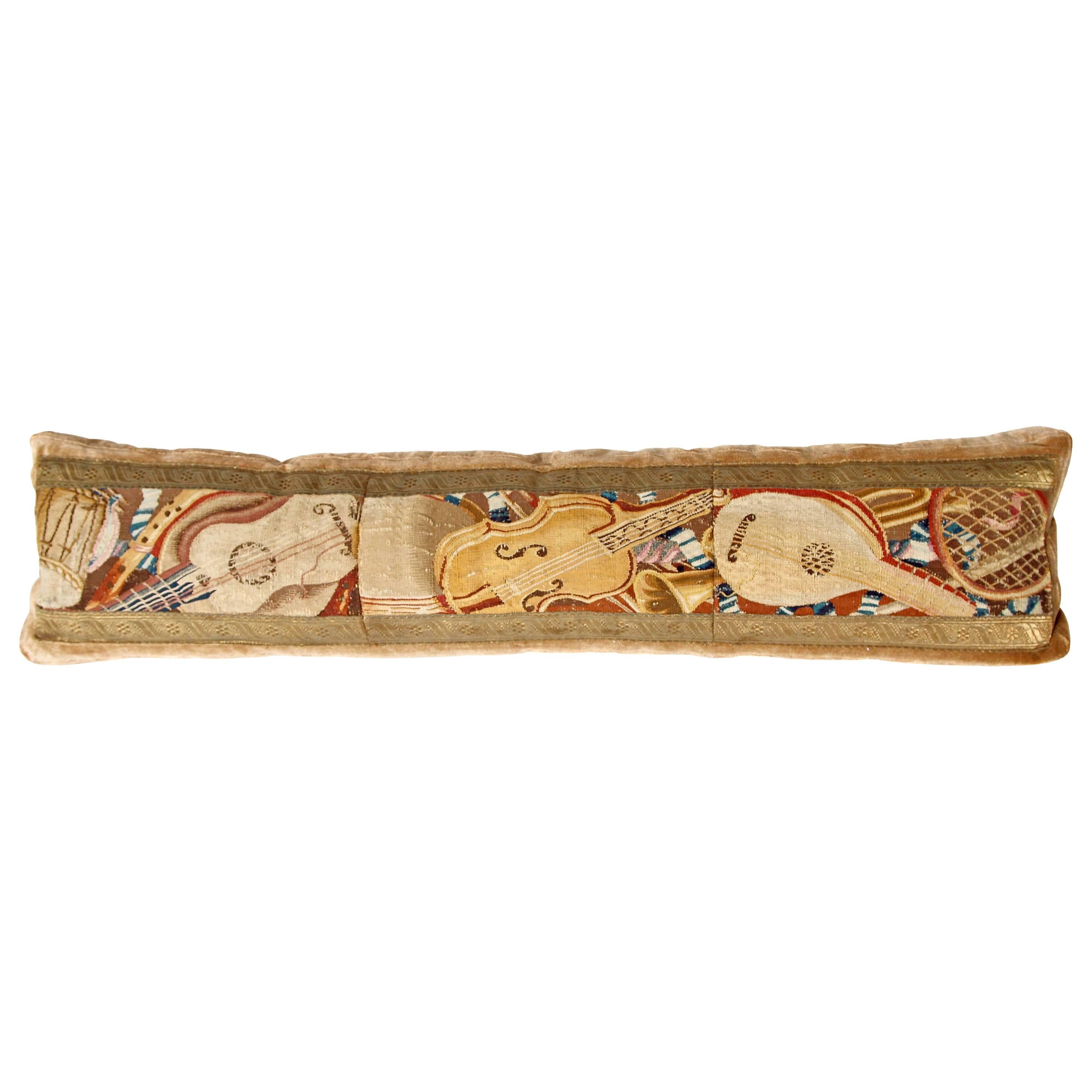 Long Tapestry Pillow with Musical Instruments