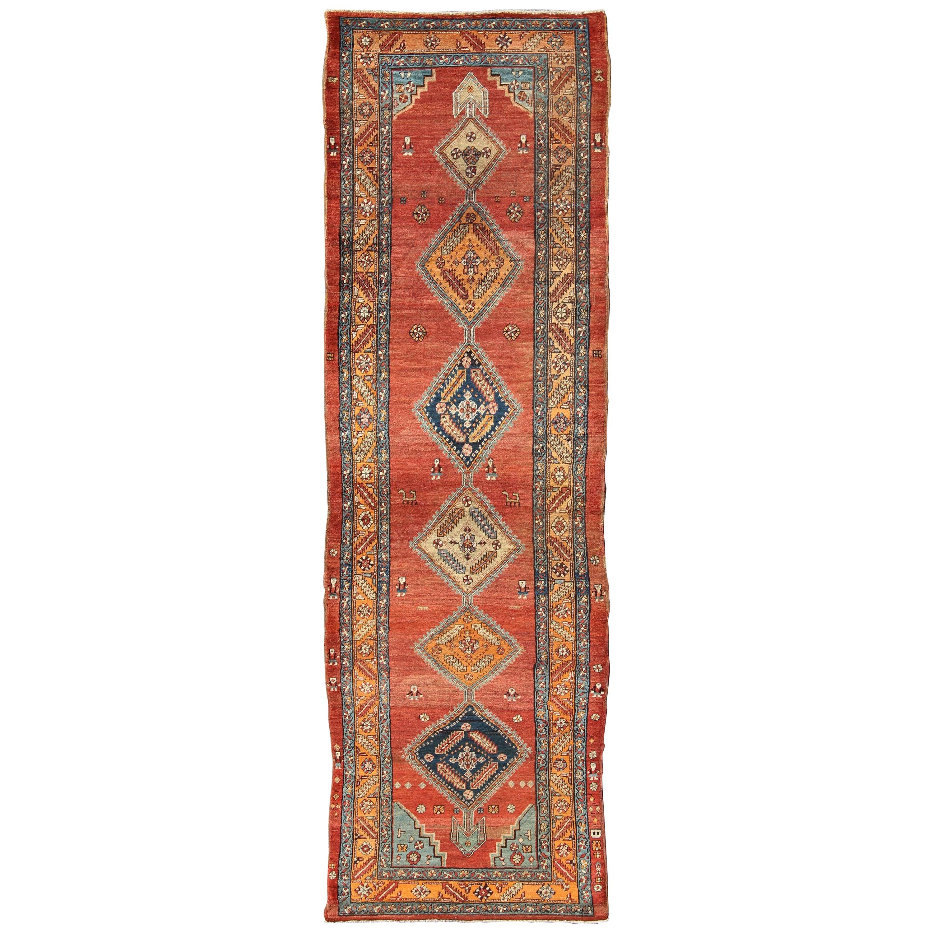 Late 19th Century Antique Persian Bakshaish Rug with Tribal Medallions in Red For Sale