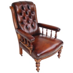 Antique 19th Century Leather Library Chair