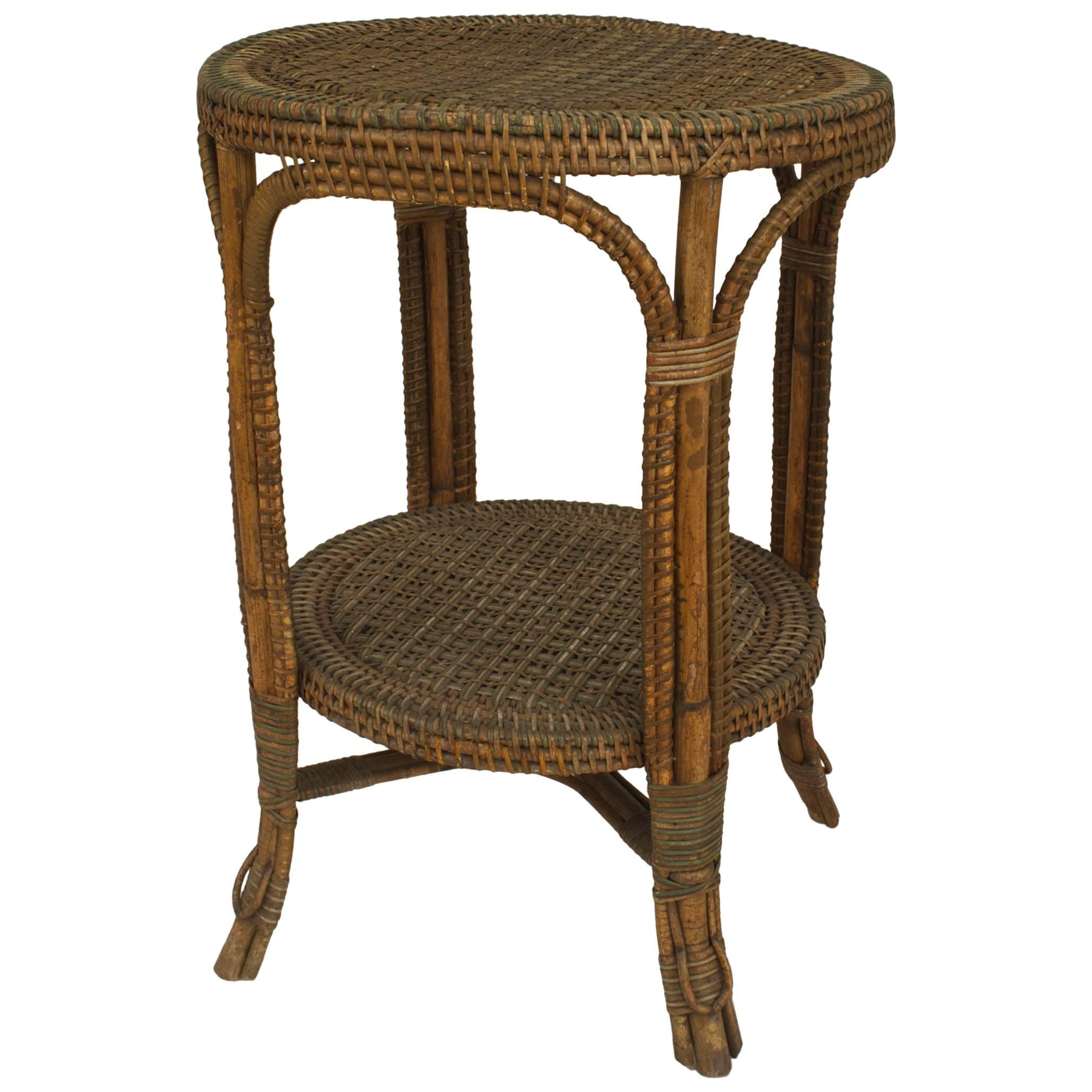 French Victorian Natural Wicker Center Table For Sale