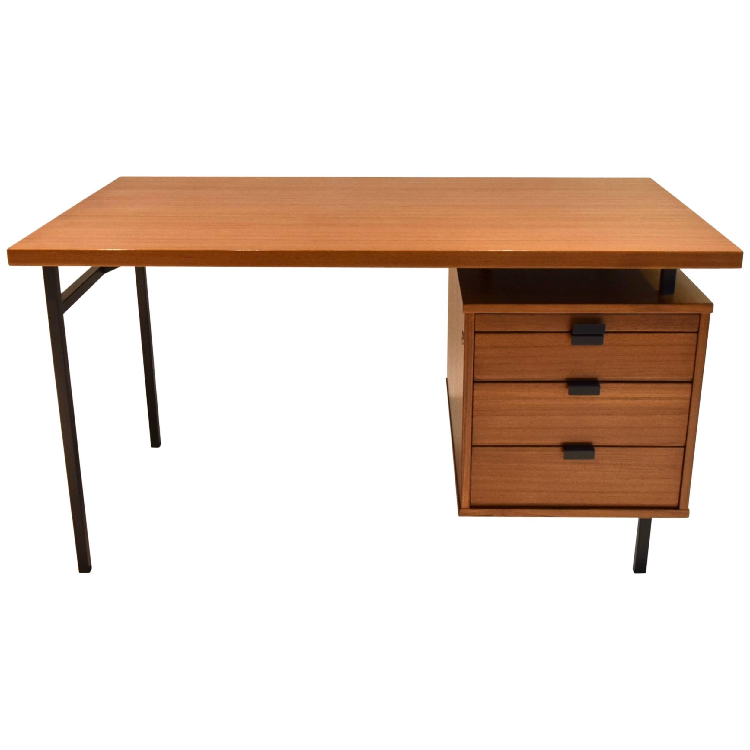 Desk in Teak with Four-Drawer Circa 1965 USA