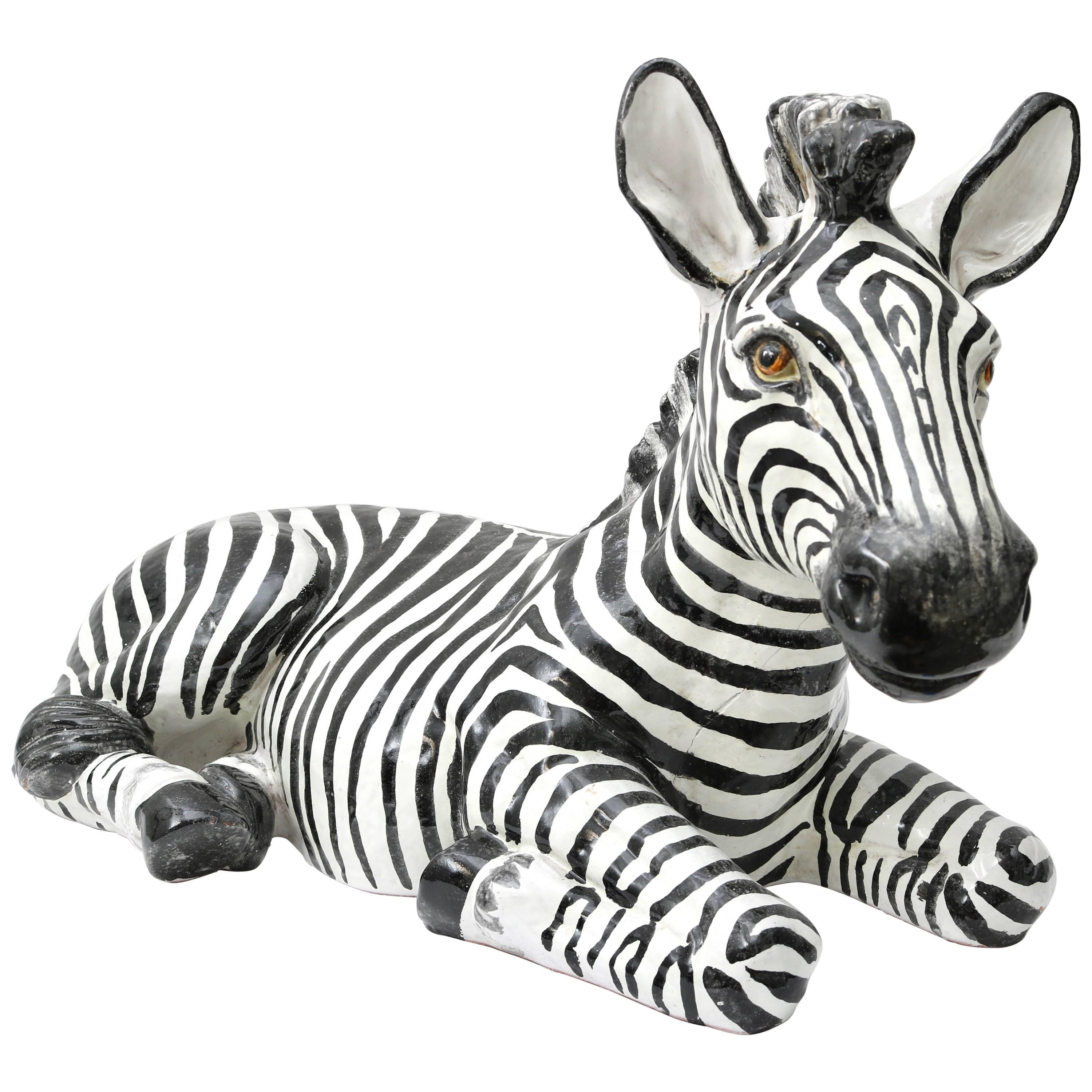 Palm Beach Regency Italian Glazed Terra Cotta Zebra
