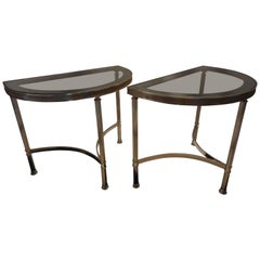 Mid-Century Demilune Side Tables, Pair