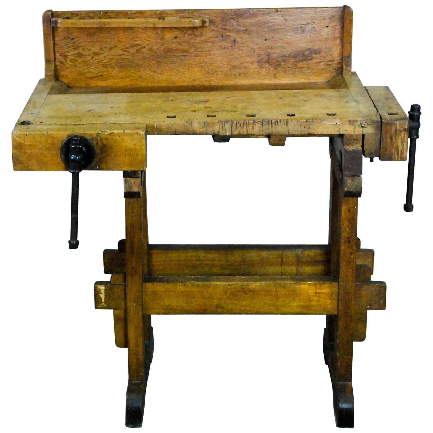 1920 Small Wooden Carpenters Workbench