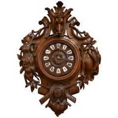 Antique Carved Walnut Provincial Clock