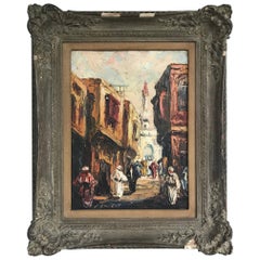 "A Street in Cairo" circa 1934, Oil on Masonite, Signed "L. Gechtoff"