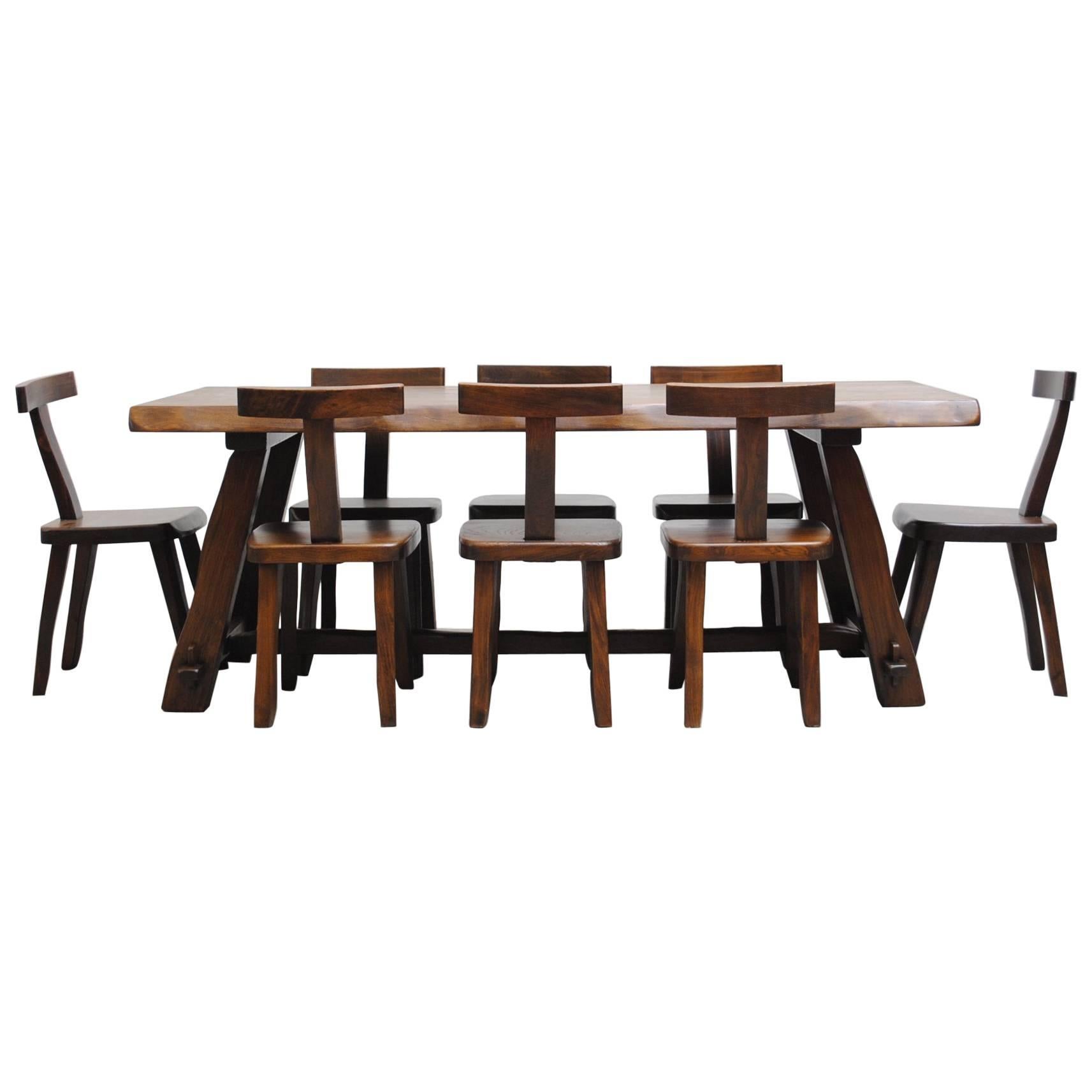 Olavi Hänninen Live Edge Dark Walnut Dining Set