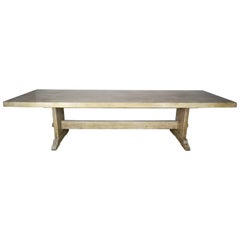 Italian Natural Walnut Trestle Style Dining Table