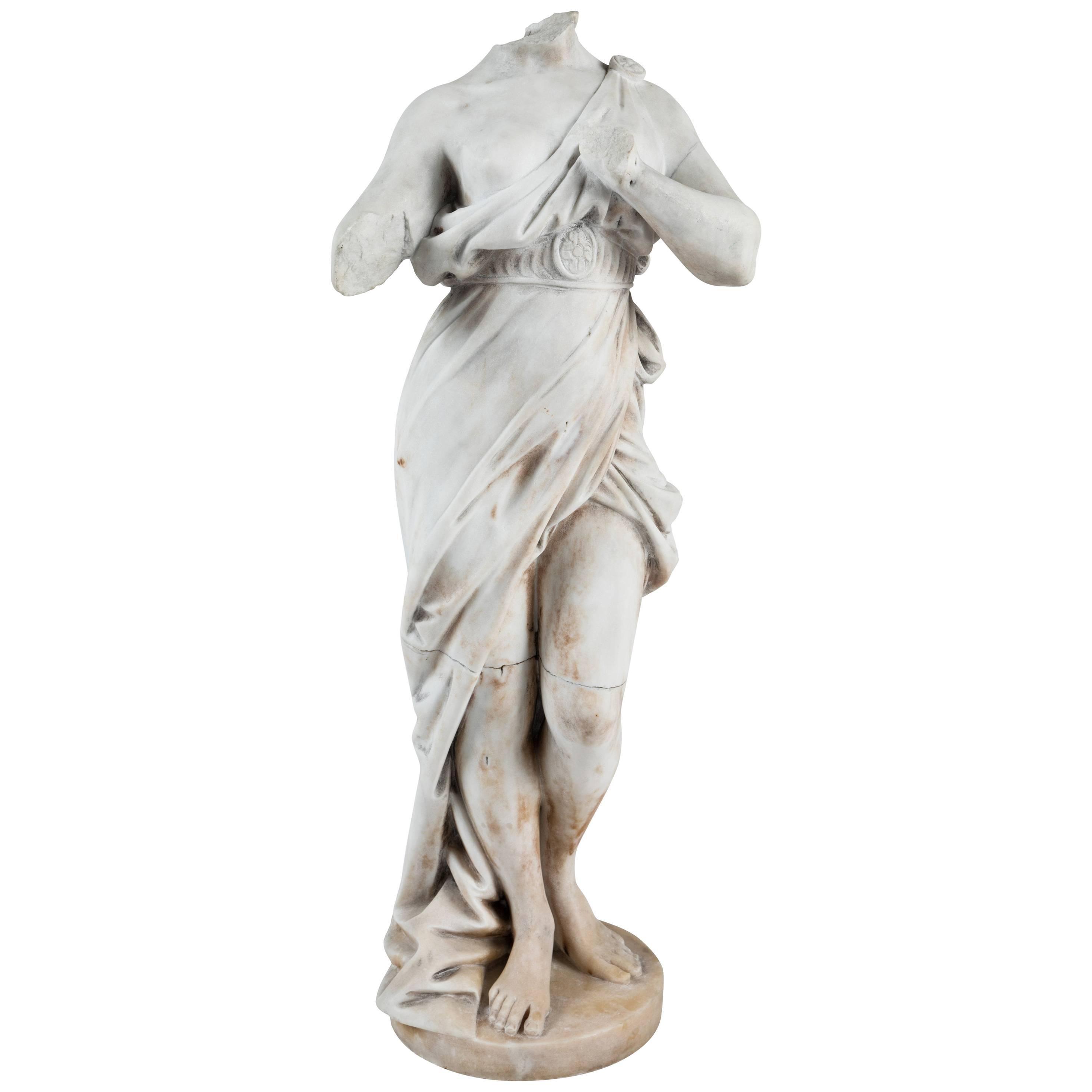 Fragmented White Marble Female Sculpture