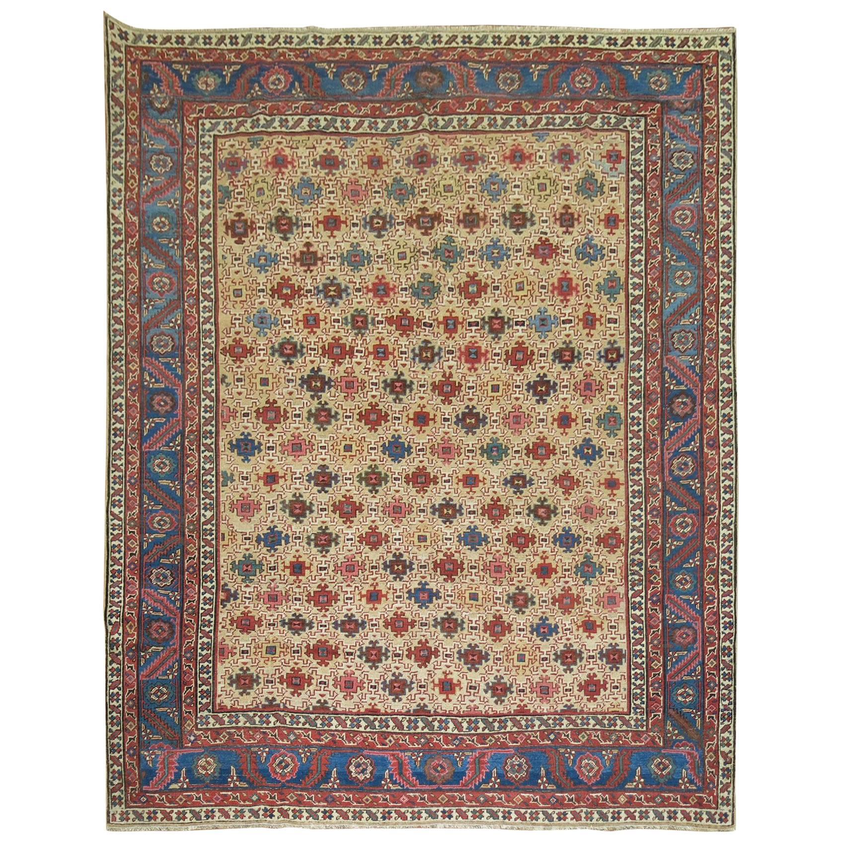 Antique Persian Square Bakshaish Rug For Sale