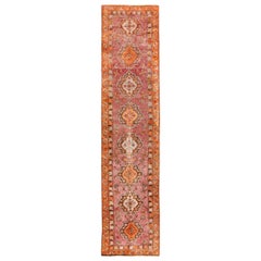 Antique Turkish Oushak Runner with Layered Floral Medallions and Ornate Borders