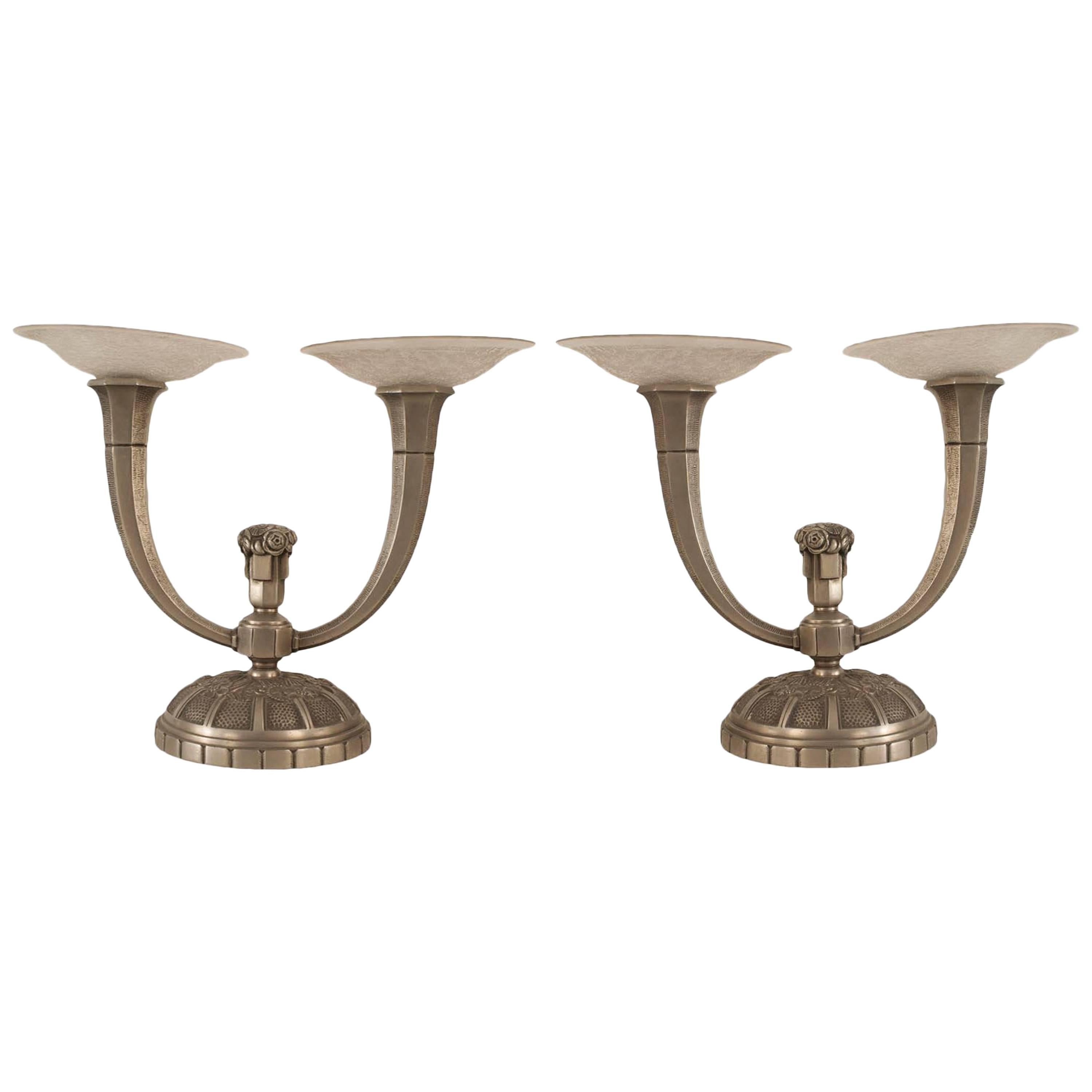 Pair of French Art Deco Candelabras For Sale
