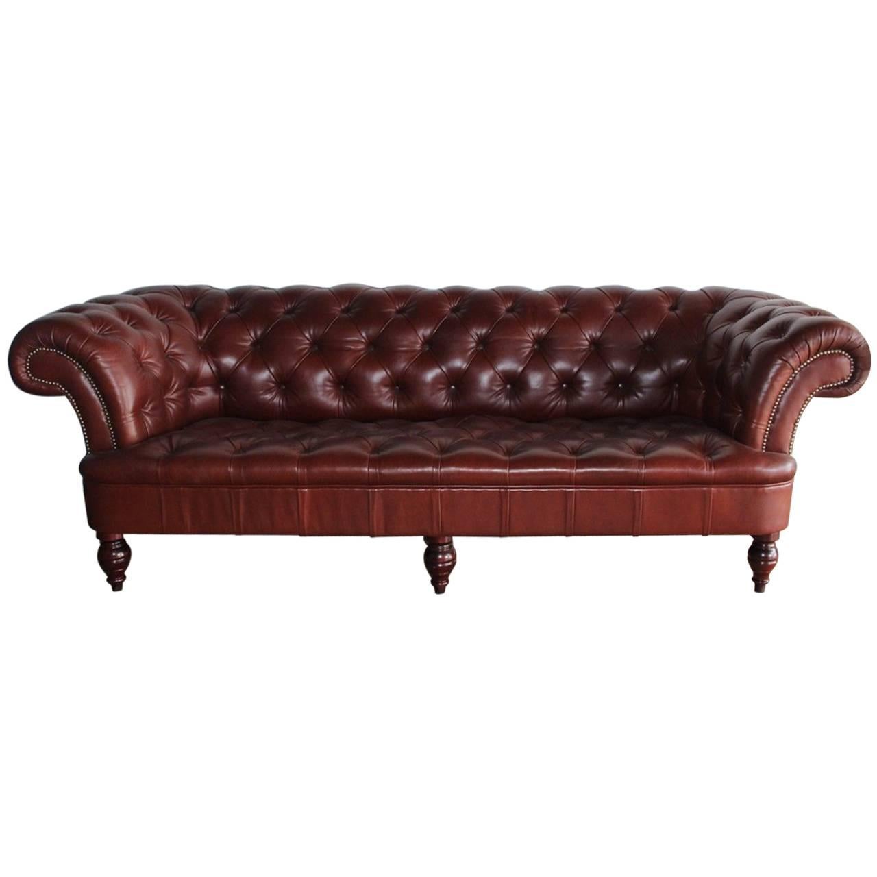 Genuine Designer George Smith Chesterfield Leather Sofa For Sale