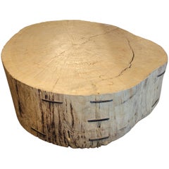 Elm Block with Metal Brad Accents as Coffee Table