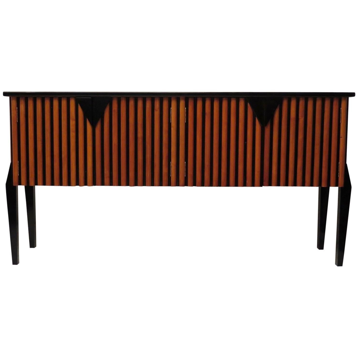 1940 Cherry and Black Lacquered Italian Art Deco Sideboards