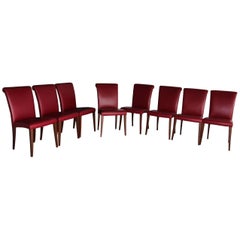 Poltrona Frau ‘Vittoria’ Set of Eight Dining Chairs in Claret Leather